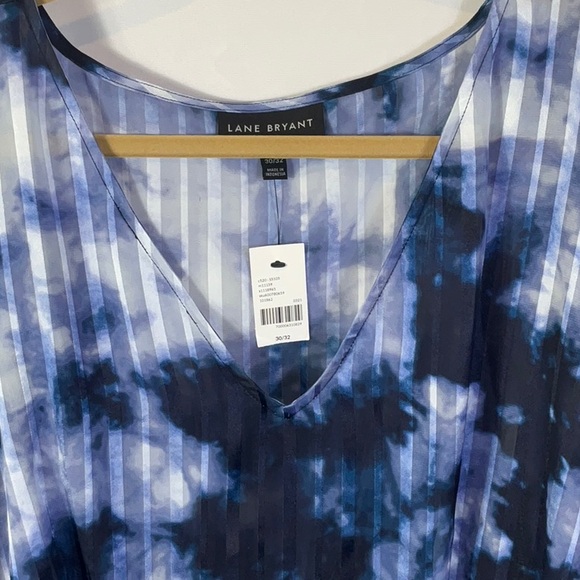 Lane Bryant Navy Blue Tie-Dye Sheer Stripe swimsuit, cover-up Size 30/32 - Picture 3 of 5